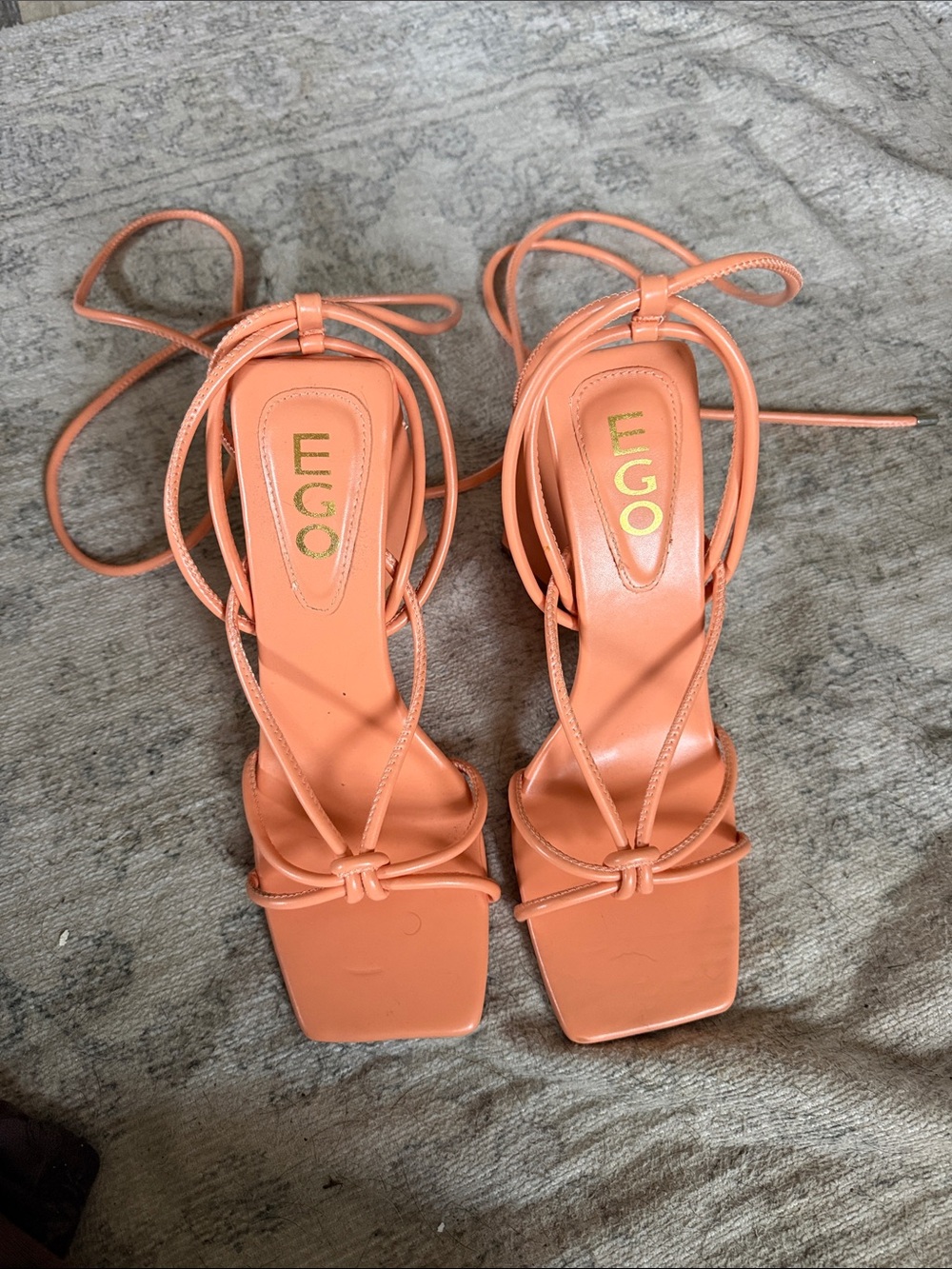 EGO Coral Lace-Up Square Toe Block Heels